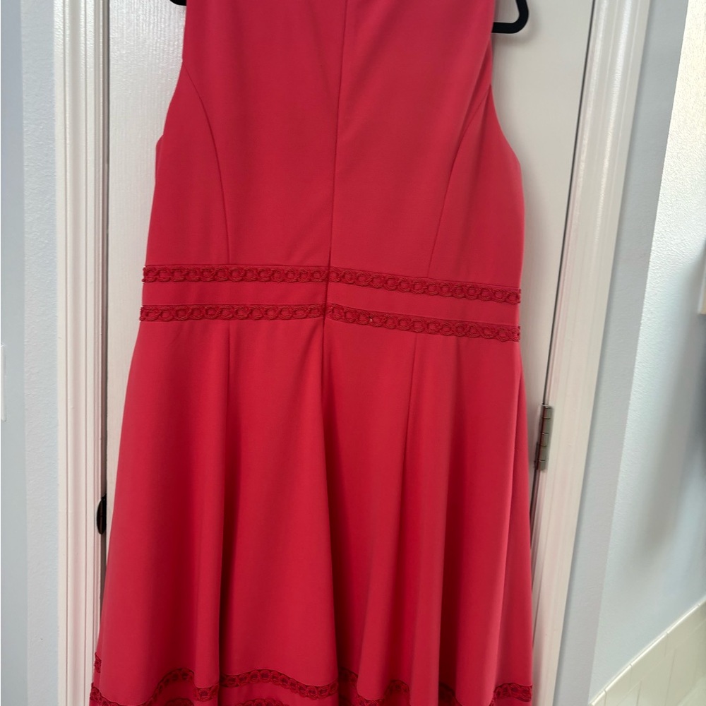 Calvin Klein Red Sleeveless A-Line Midi Dress